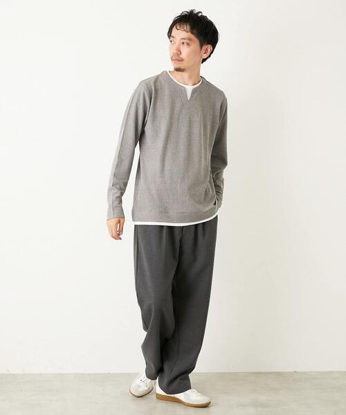 MEN'S MELROSE(メンズメルローズ)の「リンクスストライプ フェイクレイヤーキーネックTシャツ(Tシャツ/カットソー・メンズ・グレー/ブラウン/ネイビー・3/4/2)」の18枚目の写真