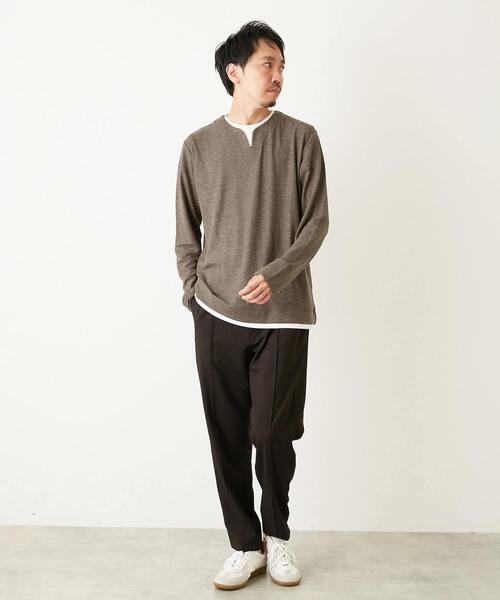 MEN'S MELROSE(メンズメルローズ)の「リンクスストライプ フェイクレイヤーキーネックTシャツ(Tシャツ/カットソー・メンズ・グレー/ブラウン/ネイビー・3/4/2)」の22枚目の写真