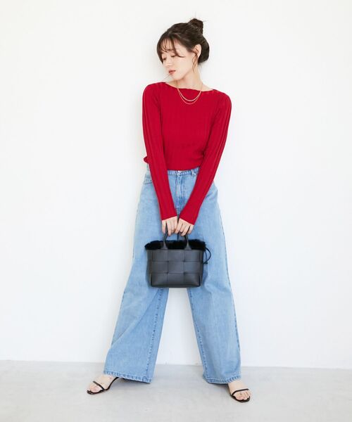 le.coeur blanc(ルクールブラン)の「ボートネックリブニット(ニット/セーター・レディース・ブラック/グレイッシュベージュ/アイボリー/グリーン/ブラウン/レッド/ブルー・38)」の19枚目の写真