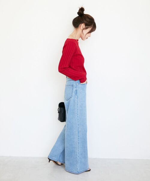 le.coeur blanc(ルクールブラン)の「ボートネックリブニット(ニット/セーター・レディース・ブラック/グレイッシュベージュ/アイボリー/グリーン/ブラウン/レッド/ブルー・38)」の20枚目の写真