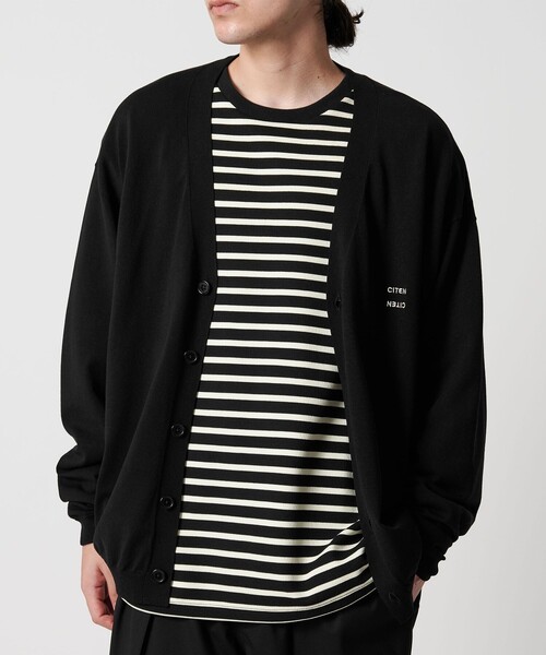 CITEN（シテン）の「＜CITEN＞ハイゲージニットVネックカーディガン（カーディガン/ボレロ・メンズ・ブラック/ベージュ・L/M）」の2枚目の写真