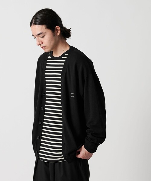 CITEN（シテン）の「＜CITEN＞ハイゲージニットVネックカーディガン（カーディガン/ボレロ・メンズ・ブラック/ベージュ・L/M）」の3枚目の写真