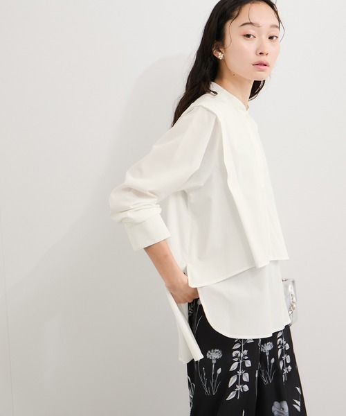 humoresque タックブラウス　長袖シャツ humoresque タックブラウス 長袖シャツ ブロード2WAYヘムタック