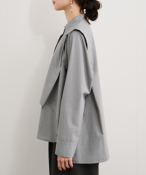 LE CERCLE par rope'（ルセルクルパーロペ）の「ブロード2WAYヘムタックブラウス（シャツ/ブラウス・レディース・サックスブルー/ライトグレー/ホワイト/ベージュ・FREE）」の15枚目の写真