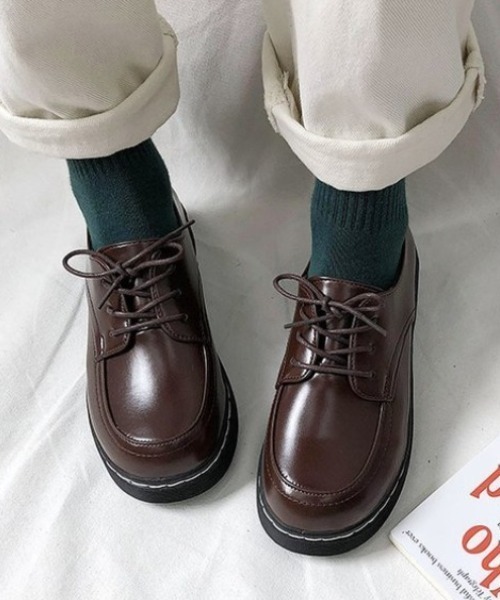yuue' ( wear )(ユーイ)の「レースアップマニッシュシューズ(ローファー・レディース・ブラック/ブラウン・24.5cm/23.5cm)」の10枚目の写真