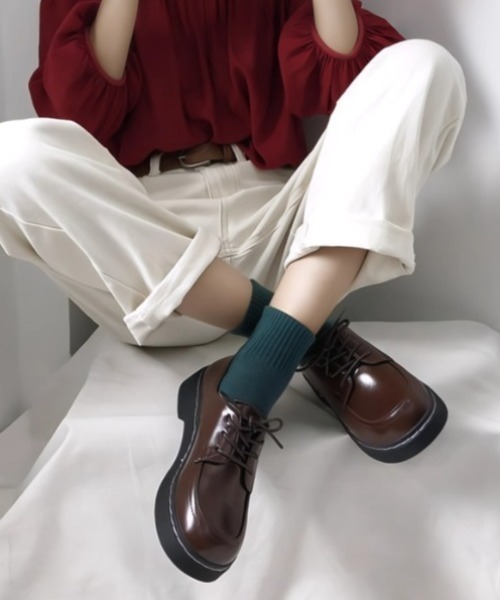 yuue' ( wear )(ユーイ)の「レースアップマニッシュシューズ(ローファー・レディース・ブラック/ブラウン・24.5cm/23.5cm)」の15枚目の写真