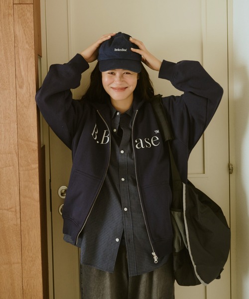 BROKEN BASE(ブロークンベース)の「B.Base Double-Zip Hoodie / B.Baseダブルジップフーディ(パーカー・メンズ・グレー/ネイビー/ブラック/ホワイト/ライトブルー・SMALL/MEDIUM/LARGE)」の7枚目の写真