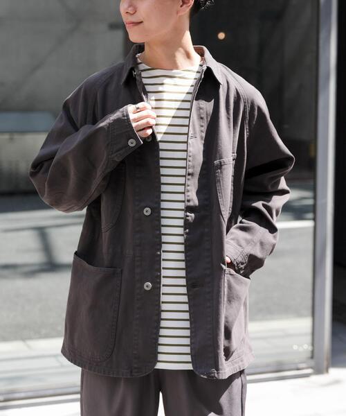 FORK&SPOON（フォークアンドスプーン）の「FORK&SPOON　ガーメントダイツイルカバーオール（カバーオール・メンズ・アイボリー/チャコールグレー・4/5）」の9枚目の写真