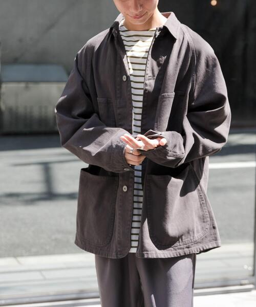 FORK&SPOON（フォークアンドスプーン）の「FORK&SPOON　ガーメントダイツイルカバーオール（カバーオール・メンズ・アイボリー/チャコールグレー・4/5）」の10枚目の写真