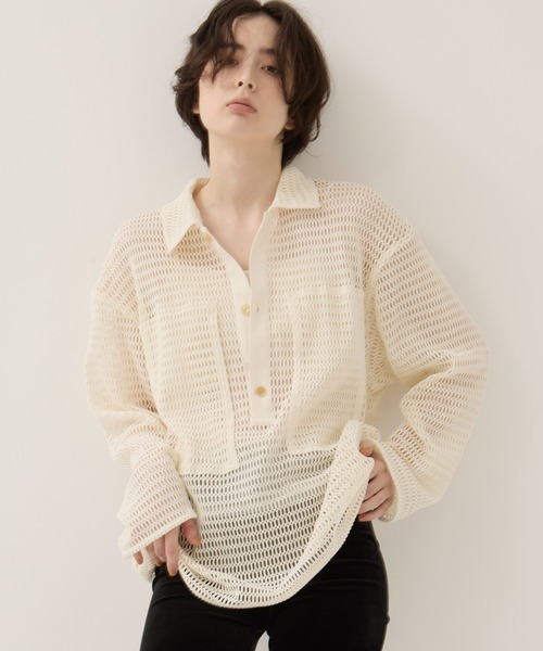CLANE/クラネ】MESH POCKET OVER SHIRTS/メッシュポケット