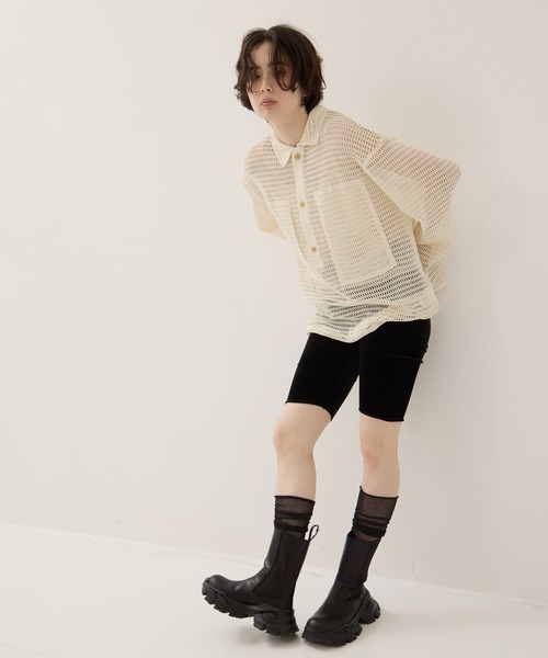 CLANE MESH POCKET OVER SHIRTS 3色 CLANE 正規商品 トップス シャツ クラネ メッシュ ポケット