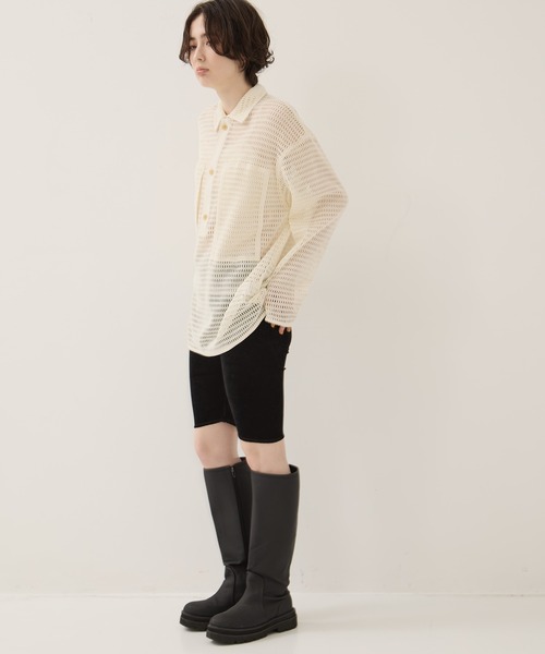 CLANE/クラネ】MESH POCKET OVER SHIRTS/メッシュポケットオーバー