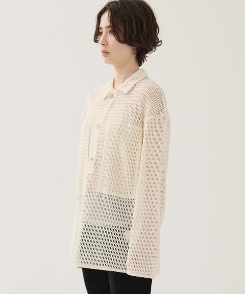 CLANE(クラネ)の「【CLANE/クラネ】MESH POCKET OVER SHIRTS/メッシュポケットオーバーシャツ(シャツ/ブラウス・レディース・アイボリー/ブラック・1)」の17枚目の写真