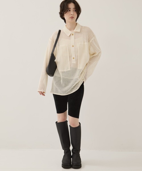 CLANE/クラネ】MESH POCKET OVER SHIRTS/メッシュポケット