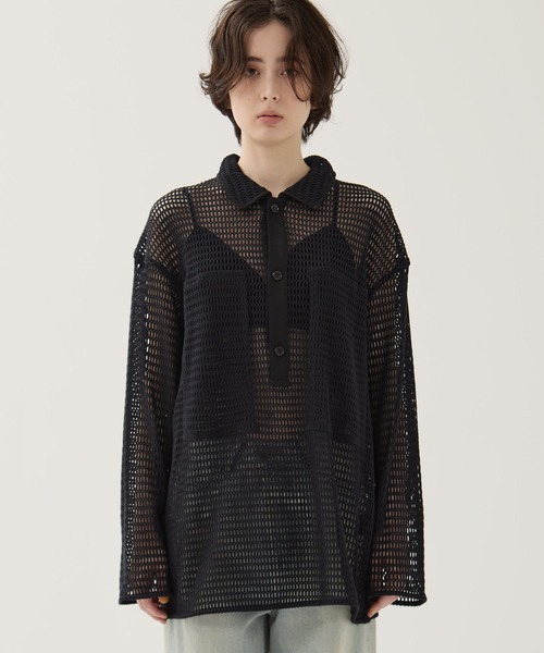 トップス CLANE MESH POCKET OVER SHIRTS CLANE/クラネ】MESH POCKET OVER SHIRTS/メッシュポケット