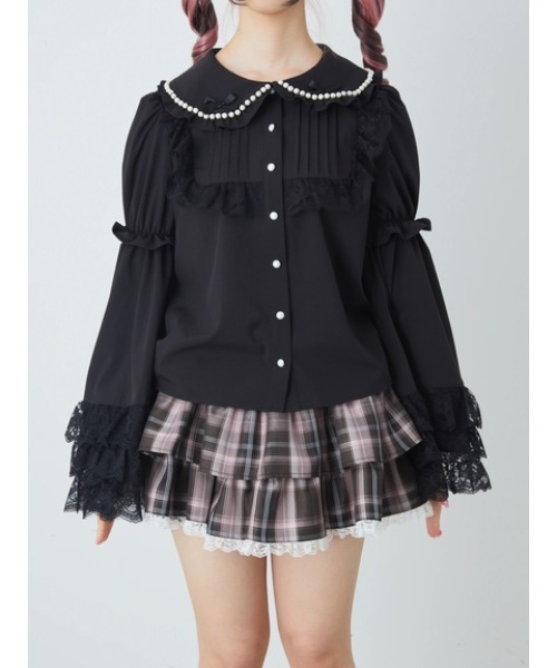 Ank Rouge(アンクルージュ)の「おリボン姫袖ブラウス(シャツ/ブラウス・レディース・ブラック/ホワイト/ピンク・M)」の10枚目の写真