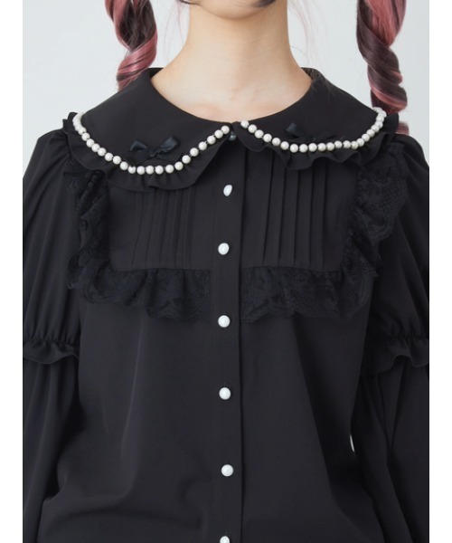 Ank Rouge(アンクルージュ)の「おリボン姫袖ブラウス(シャツ/ブラウス・レディース・ブラック/ホワイト/ピンク・M)」の7枚目の写真