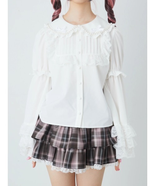 Ank Rouge(アンクルージュ)の「おリボン姫袖ブラウス(シャツ/ブラウス・レディース・ブラック/ホワイト/ピンク・M)」の5枚目の写真