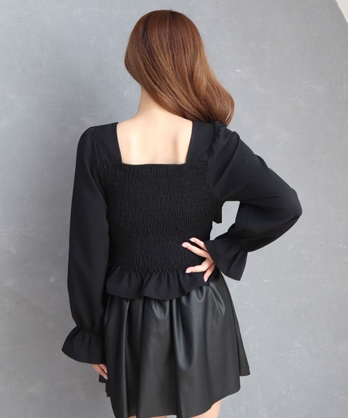 CECIL McBEE（セシルマクビー）の「フロントリボンシャーリングブラウス（シャツ/ブラウス・レディース・ブラック/アイボリー・MEDIUM）」の9枚目の写真