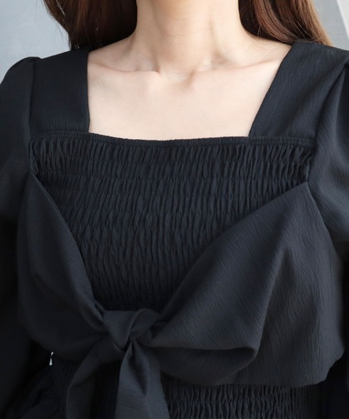 CECIL McBEE（セシルマクビー）の「フロントリボンシャーリングブラウス（シャツ/ブラウス・レディース・ブラック/アイボリー・MEDIUM）」の11枚目の写真