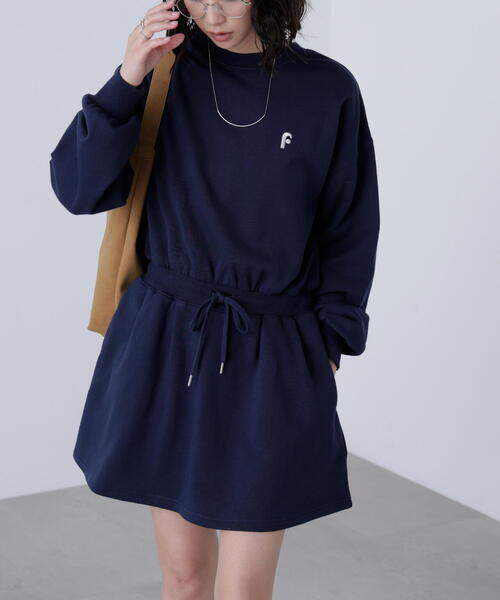 FREE'S MART(フリーズマート)の「◆ロゴ刺繍スウェットミニワンピース(ワンピース・レディース・グレー/ネイビー・FREE)」の1枚目の写真