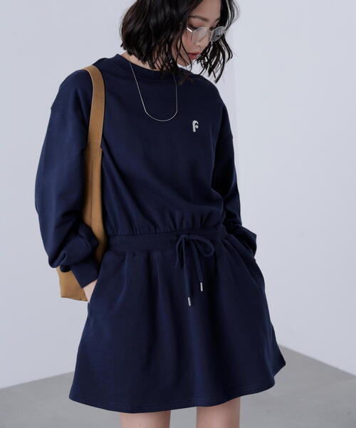 FREE'S MART(フリーズマート)の「◆ロゴ刺繍スウェットミニワンピース(ワンピース・レディース・グレー/ネイビー・FREE)」の4枚目の写真