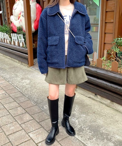 Riff(リフ)の「パイピングボアブルゾン(ブルゾン・レディース・アイボリー/モカ/ネイビー・FREE)」の10枚目の写真