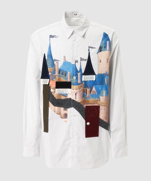 KHOKI】25aw Appliqué-detail shirt