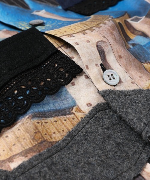 KHOKI（コッキ）の「Applique-detail shirt（シャツ/ブラウス・メンズ・ブラック/ホワイト・2）」の7枚目の写真