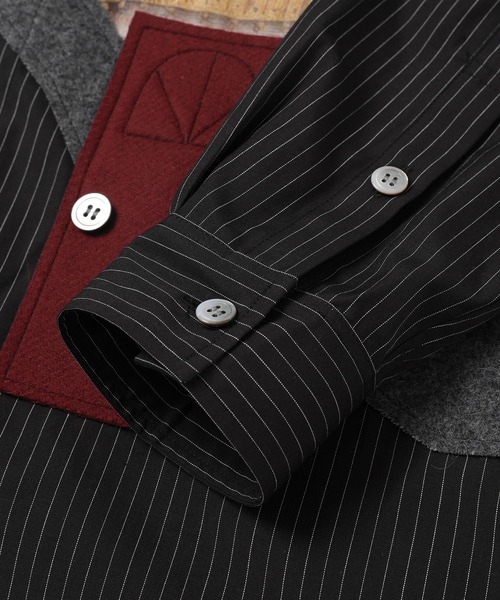 KHOKI（コッキ）の「Applique-detail shirt（シャツ/ブラウス・メンズ・ブラック/ホワイト・2）」の8枚目の写真