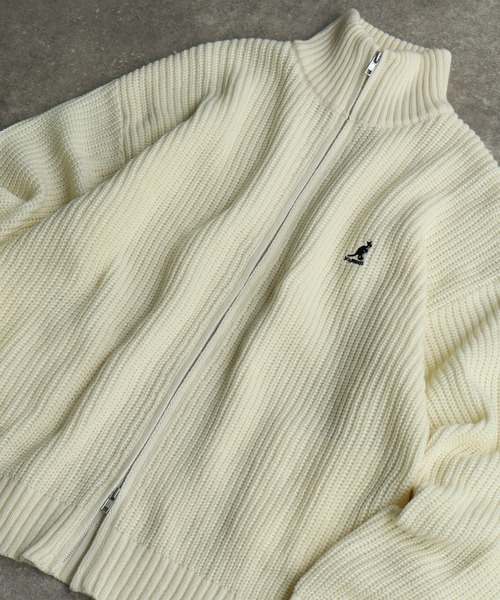 KANGOL（カンゴール）の「【KANGOL/カンゴール】ロゴ刺繍 畦編み ドライバーズ ニット フルジップ セーター（ニット/セーター・メンズ・ブラック/ベージュ/ネイビー/アイボリー・M/L/XL）」の13枚目の写真