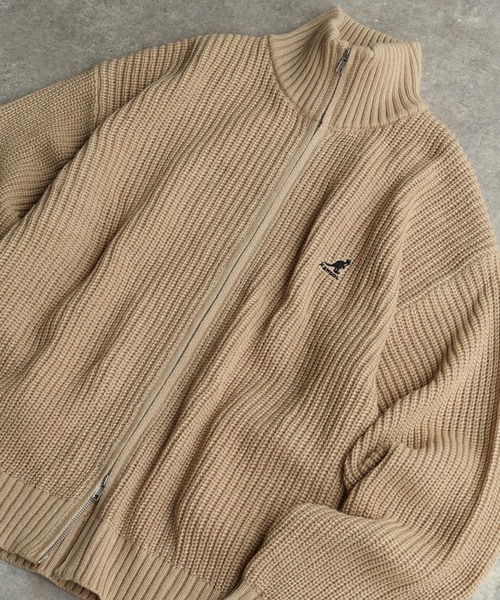 KANGOL（カンゴール）の「【KANGOL/カンゴール】ロゴ刺繍 畦編み ドライバーズ ニット フルジップ セーター（ニット/セーター・メンズ・ブラック/ベージュ/ネイビー/アイボリー・M/L/XL）」の11枚目の写真