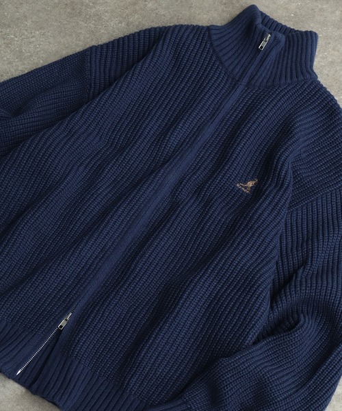KANGOL（カンゴール）の「【KANGOL/カンゴール】ロゴ刺繍 畦編み ドライバーズ ニット フルジップ セーター（ニット/セーター・メンズ・ブラック/ベージュ/ネイビー/アイボリー・M/L/XL）」の10枚目の写真