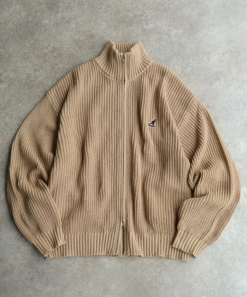 KANGOL（カンゴール）の「【KANGOL/カンゴール】ロゴ刺繍 畦編み ドライバーズ ニット フルジップ セーター（ニット/セーター・メンズ・ブラック/ベージュ/ネイビー/アイボリー・M/L/XL）」の16枚目の写真