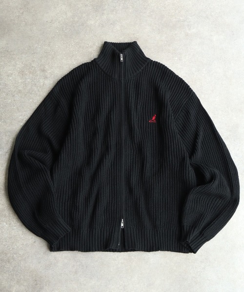 KANGOL（カンゴール）の「【KANGOL/カンゴール】ロゴ刺繍 畦編み ドライバーズ ニット フルジップ セーター（ニット/セーター・メンズ・ブラック/ベージュ/ネイビー/アイボリー・M/L/XL）」の18枚目の写真