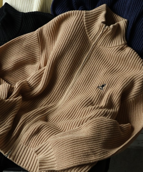 KANGOL（カンゴール）の「【KANGOL/カンゴール】ロゴ刺繍 畦編み ドライバーズ ニット フルジップ セーター（ニット/セーター・メンズ・ブラック/ベージュ/ネイビー/アイボリー・M/L/XL）」の21枚目の写真