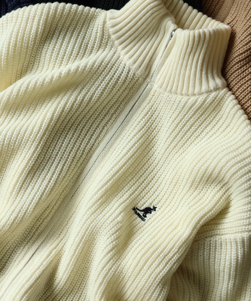 KANGOL（カンゴール）の「【KANGOL/カンゴール】ロゴ刺繍 畦編み ドライバーズ ニット フルジップ セーター（ニット/セーター・メンズ・ブラック/ベージュ/ネイビー/アイボリー・M/L/XL）」の20枚目の写真