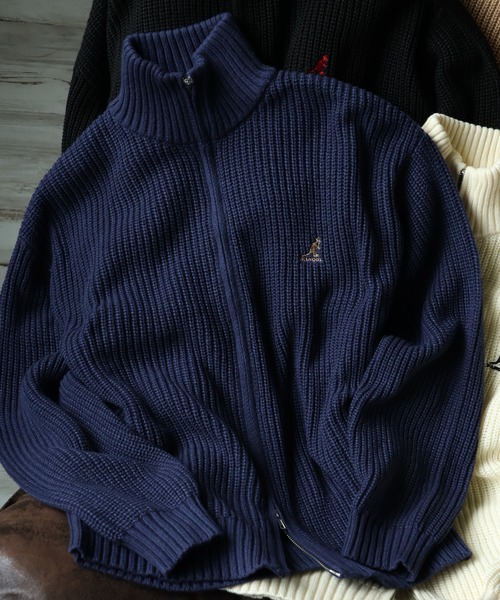 KANGOL（カンゴール）の「【KANGOL/カンゴール】ロゴ刺繍 畦編み ドライバーズ ニット フルジップ セーター（ニット/セーター・メンズ・ブラック/ベージュ/ネイビー/アイボリー・M/L/XL）」の19枚目の写真