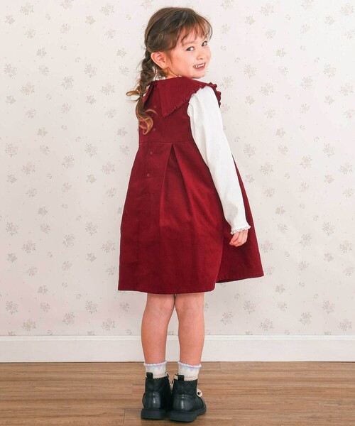 SLAP SLIP（スラップスリップ）の「【お揃い】ビッグリボン襟ジャンパースカート(80~130cm)（ジャンパースカート・キッズ・レッド/ピンク系その他・100cm/80ｃｍ/110cm/90cm/130cm/120cm）」の5枚目の写真