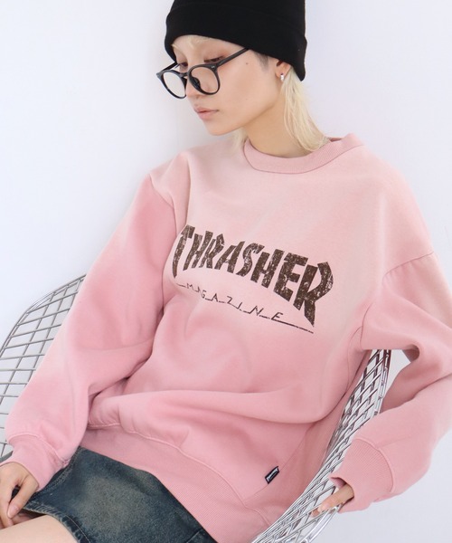 THRASHER（スラッシャー）の「【THRASHER/スラッシャー】裏起毛 ヴィンテージライクフェード加工 クルーネック スウェット トレーナー（スウェット・メンズ・ブラウン/ピンク/ブラック・L/M/XL）」の11枚目の写真