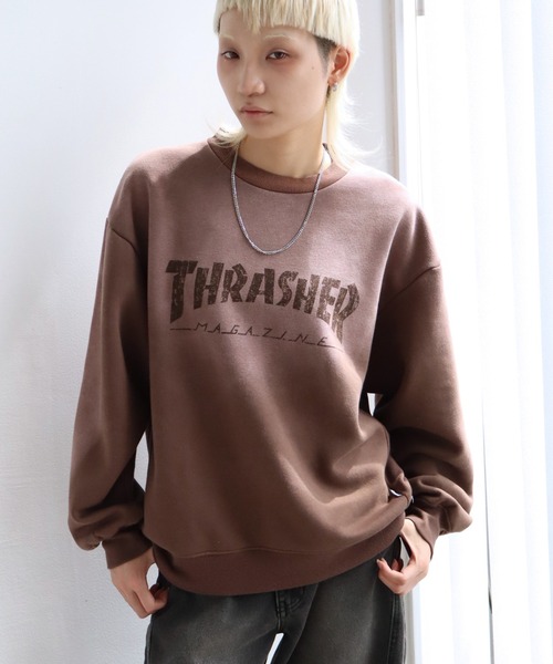 THRASHER（スラッシャー）の「【THRASHER/スラッシャー】裏起毛 ヴィンテージライクフェード加工 クルーネック スウェット トレーナー（スウェット・メンズ・ブラウン/ピンク/ブラック・L/M/XL）」の8枚目の写真