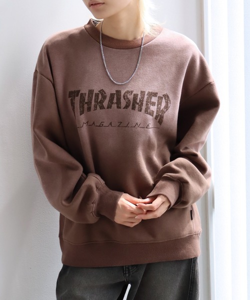 THRASHER（スラッシャー）の「【THRASHER/スラッシャー】裏起毛 ヴィンテージライクフェード加工 クルーネック スウェット トレーナー（スウェット・メンズ・ブラウン/ピンク/ブラック・L/M/XL）」の9枚目の写真