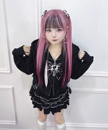 Magia Charm（マギアチャーム）の「リボンプリント レースジップパーカー / フロントロゴ ダブルジップパーカー（パーカー）」