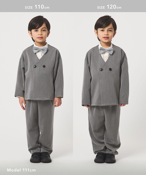 ノーカラージャケット + タックパンツ セット / キッズ 110cm-130cm