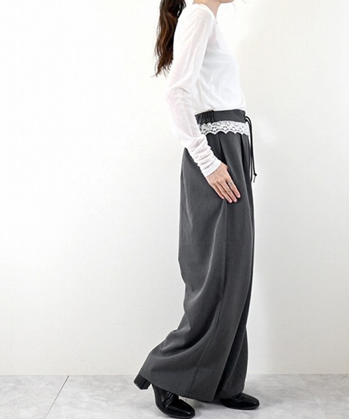 STYLEBLOCK（スタイルブロック）の「ツイルウエストレースパンツ（その他パンツ・レディース・ブラウン/ブラック/チャコールグレー・M）」の7枚目の写真