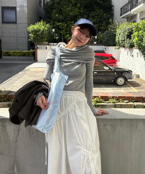 FREE'S MART（フリーズマート）の「◆【RIO企画】袖口ボタンオフショルニット〈MFM〉（ニット/セーター・レディース・グレー/ホワイト/ピンク/ネイビー・FREE）」の3枚目の写真