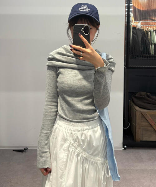 FREE'S MART（フリーズマート）の「◆【RIO企画】袖口ボタンオフショルニット〈MFM〉（ニット/セーター・レディース・グレー/ホワイト/ピンク/ネイビー・FREE）」の20枚目の写真