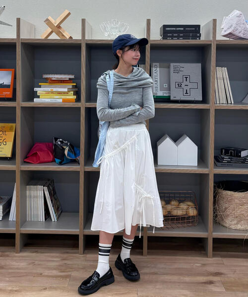 FREE'S MART（フリーズマート）の「◆【RIO企画】袖口ボタンオフショルニット〈MFM〉（ニット/セーター・レディース・グレー/ホワイト/ピンク/ネイビー・FREE）」の21枚目の写真