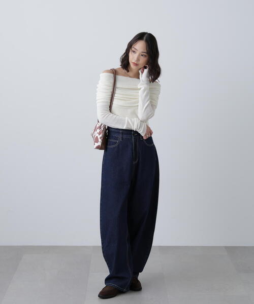 FREE'S MART（フリーズマート）の「◆【RIO企画】袖口ボタンオフショルニット〈MFM〉（ニット/セーター・レディース・グレー/ホワイト/ピンク/ネイビー・FREE）」の18枚目の写真