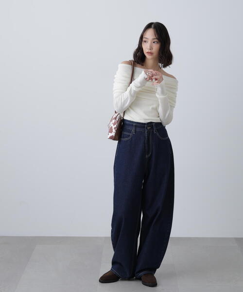 FREE'S MART（フリーズマート）の「◆【RIO企画】袖口ボタンオフショルニット〈MFM〉（ニット/セーター・レディース・グレー/ホワイト/ピンク/ネイビー・FREE）」の17枚目の写真